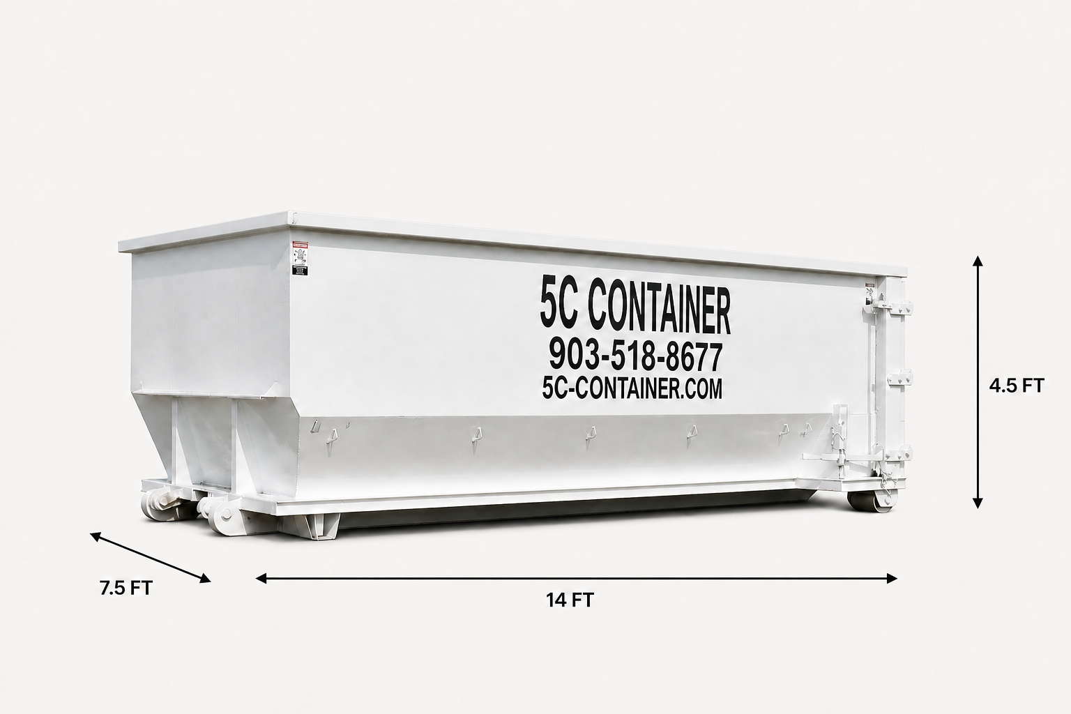 15 YARD white 5C roll-off dumpster — Small Cleanouts / Yard Debris / Renovations / Roofing