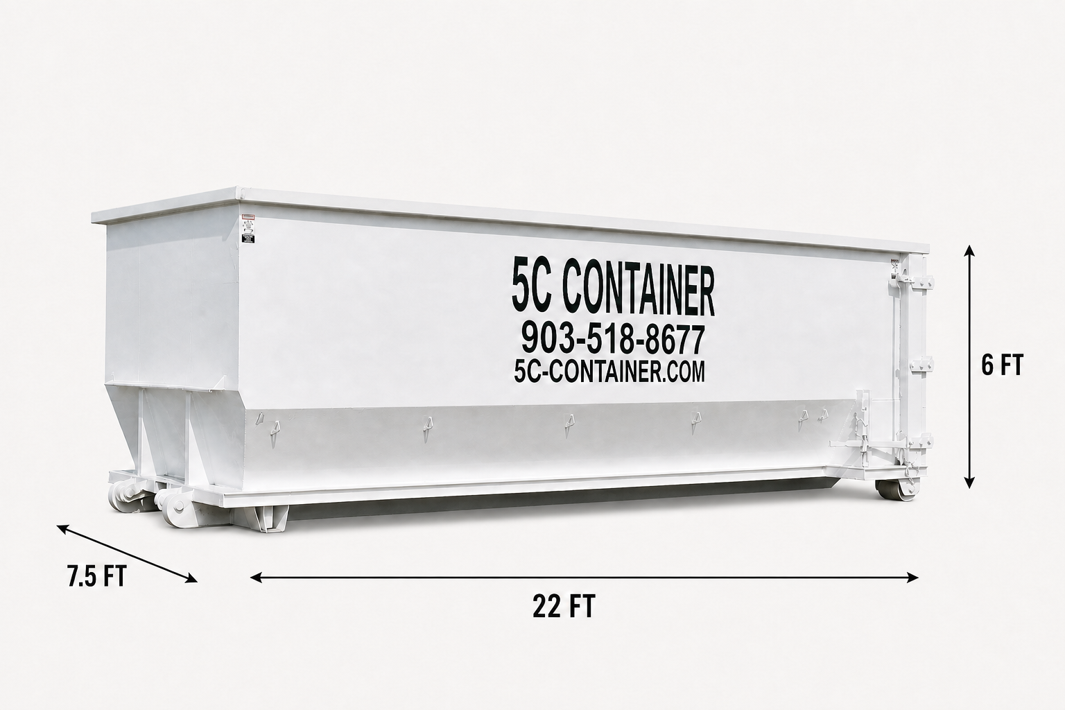 30 YARD white 5C roll-off dumpster — Major Construction / Demolition