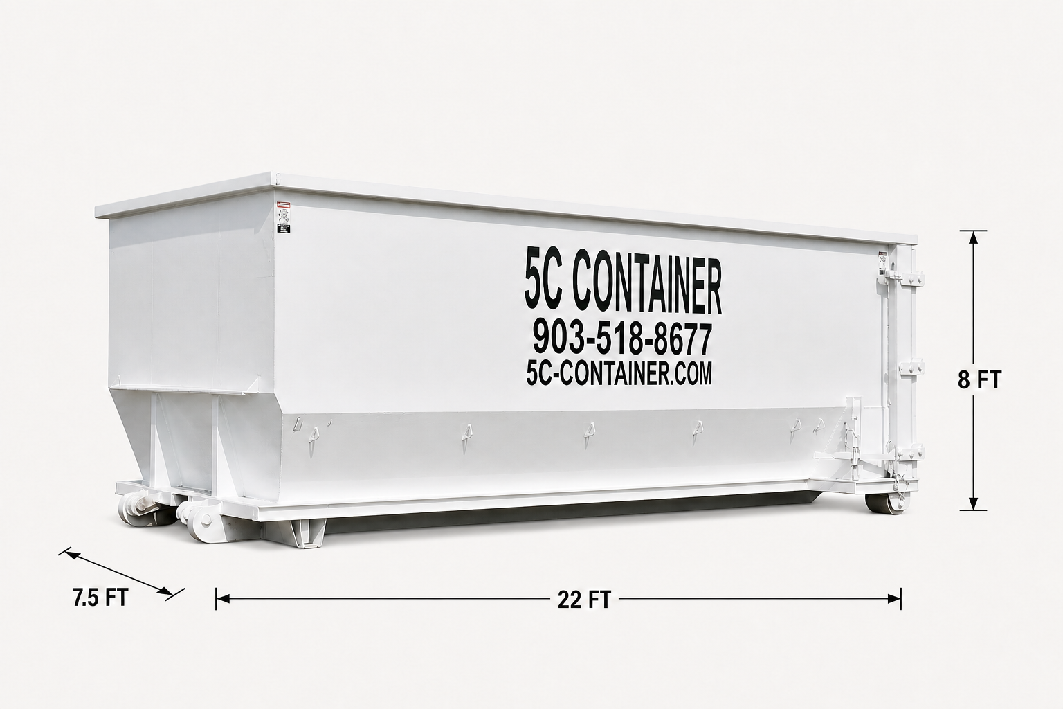 40 YARD white 5C roll-off dumpster — Large-Scale Construction / Major Demolition